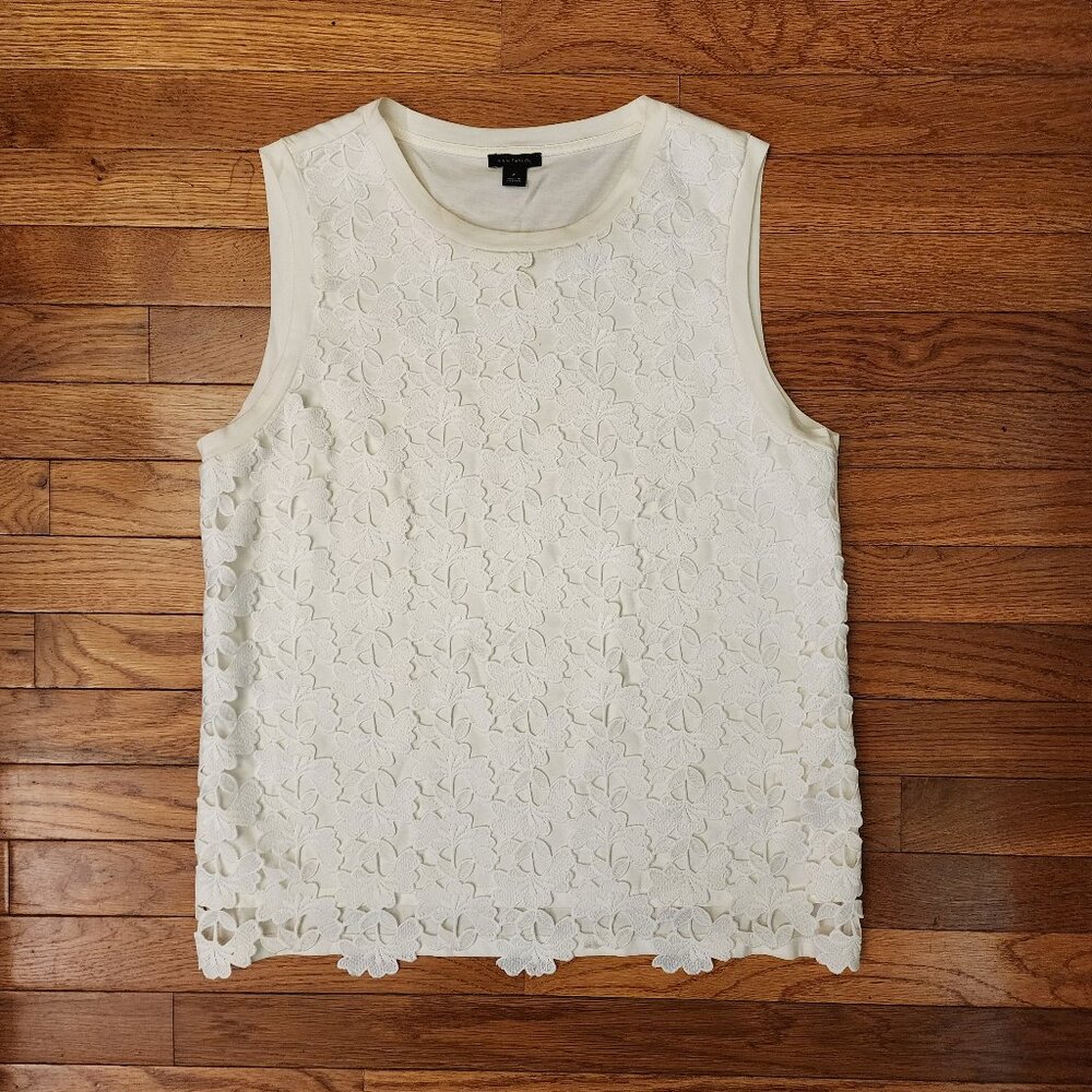 Ann Taylor White Lace Sleeveless Shirt